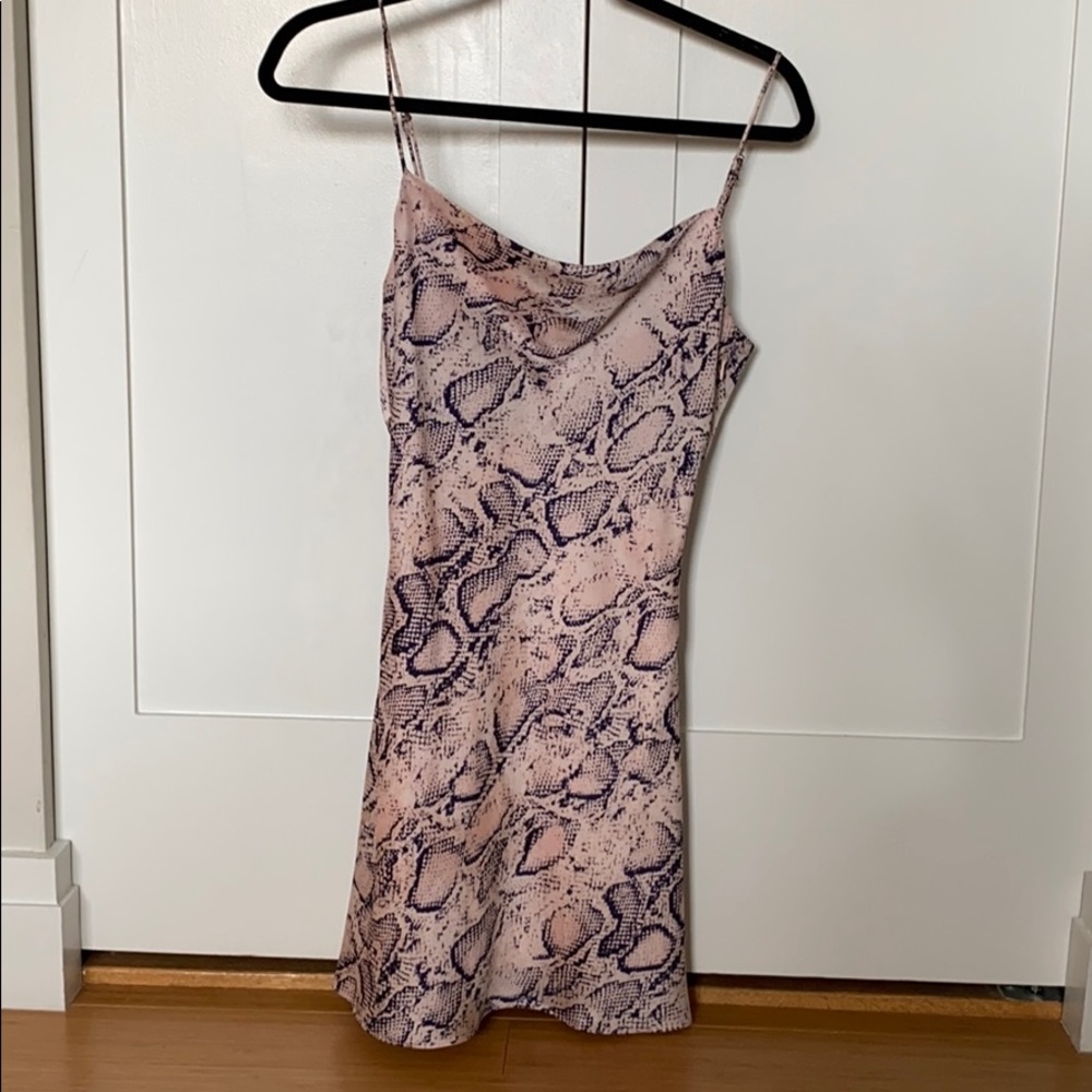 Cowl Neck Snake Print Mini Dress